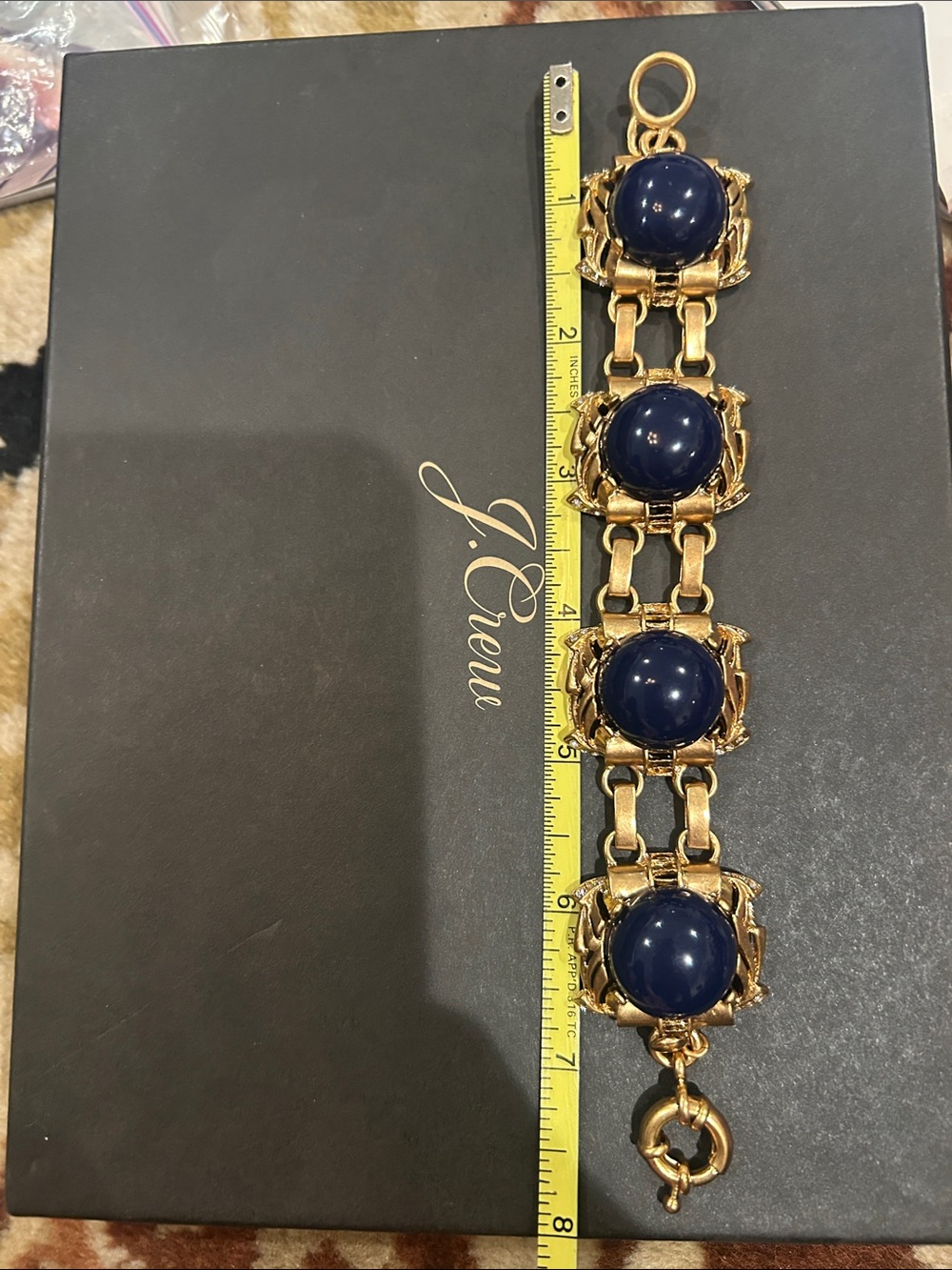 NWOT J. Crew Navy Golden Cabochon Bracelet - Picture 2 of 8